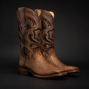 MEN'S MAMBA RODEO BOOTS PYTHON PRINT LEATHER SQUARE TOE HONEY COWBOY-1