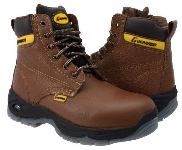 MEN'S STEEL FORCE NDP-0503 BROWN STEEL TOE FULL GRAIN LEATHER HEAVY DUTY SOFT