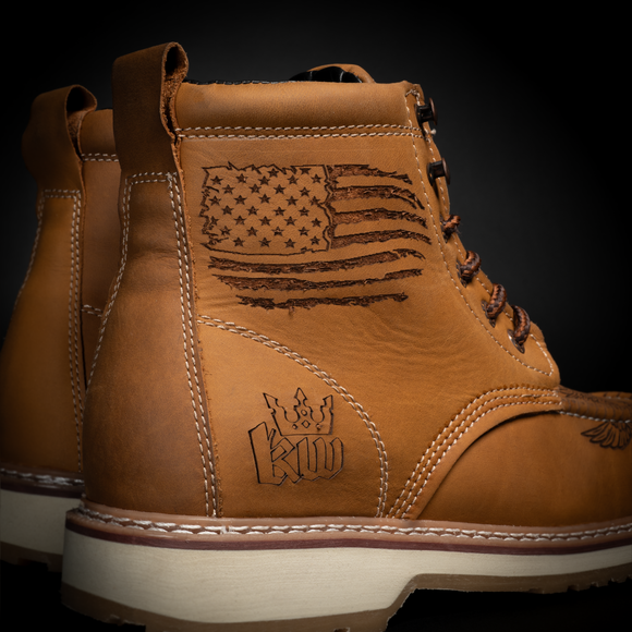 MEN'S PATRIOT 6" TAN ANKLE SHORT WORK BOOTS, MOC TOE