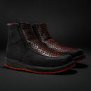 MEN'S CF-LAVA SQUARE TOE COWBOY BOOTS BROWN PYTHON LEATHER WITH DOBBLE ZIPPER-1