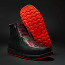 MEN'S CF-LAVA SQUARE TOE COWBOY BOOTS BROWN PYTHON LEATHER WITH DOBBLE ZIPPER-3