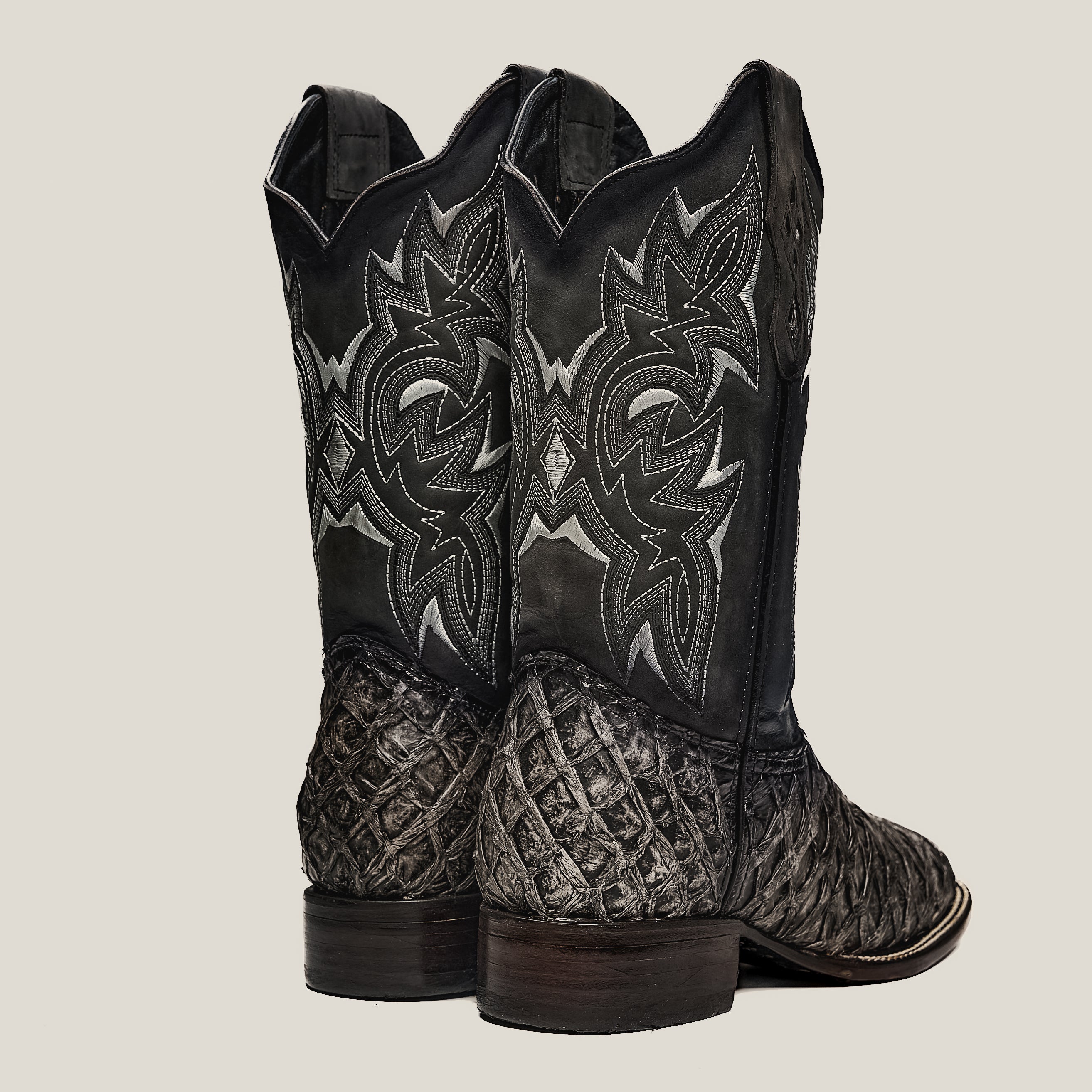MEN'S 761 EXOTIC PIRARUCU FISH BOOTS WESTERN BOOT SQUARE TOE COWBOY BOOT