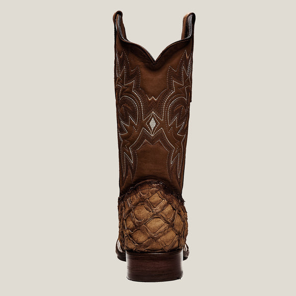 MEN'S 761 EXOTIC PIRARUCU FISH BOOTS WESTERN BOOT SQUARE TOE COWBOY BOOT