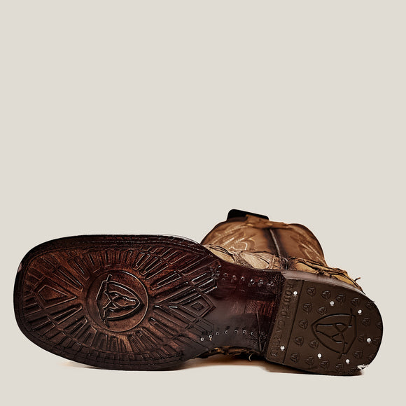 MEN'S 761 EXOTIC PIRARUCU FISH BOOTS WESTERN BOOT SQUARE TOE COWBOY BOOT