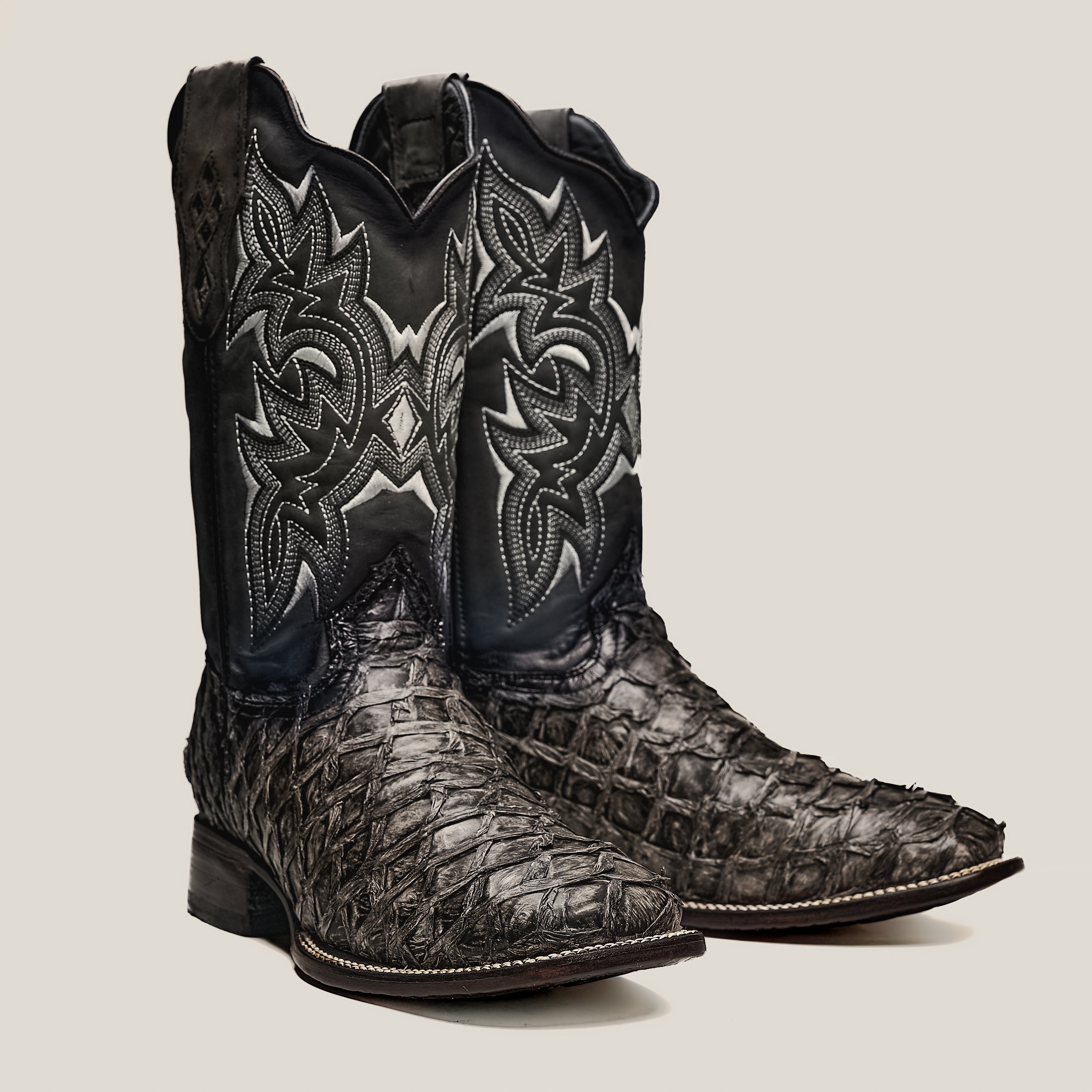Buy rustic MEN&#39;S 761 EXOTIC PIRARUCU FISH BOOTS WESTERN BOOT SQUARE TOE COWBOY BOOT