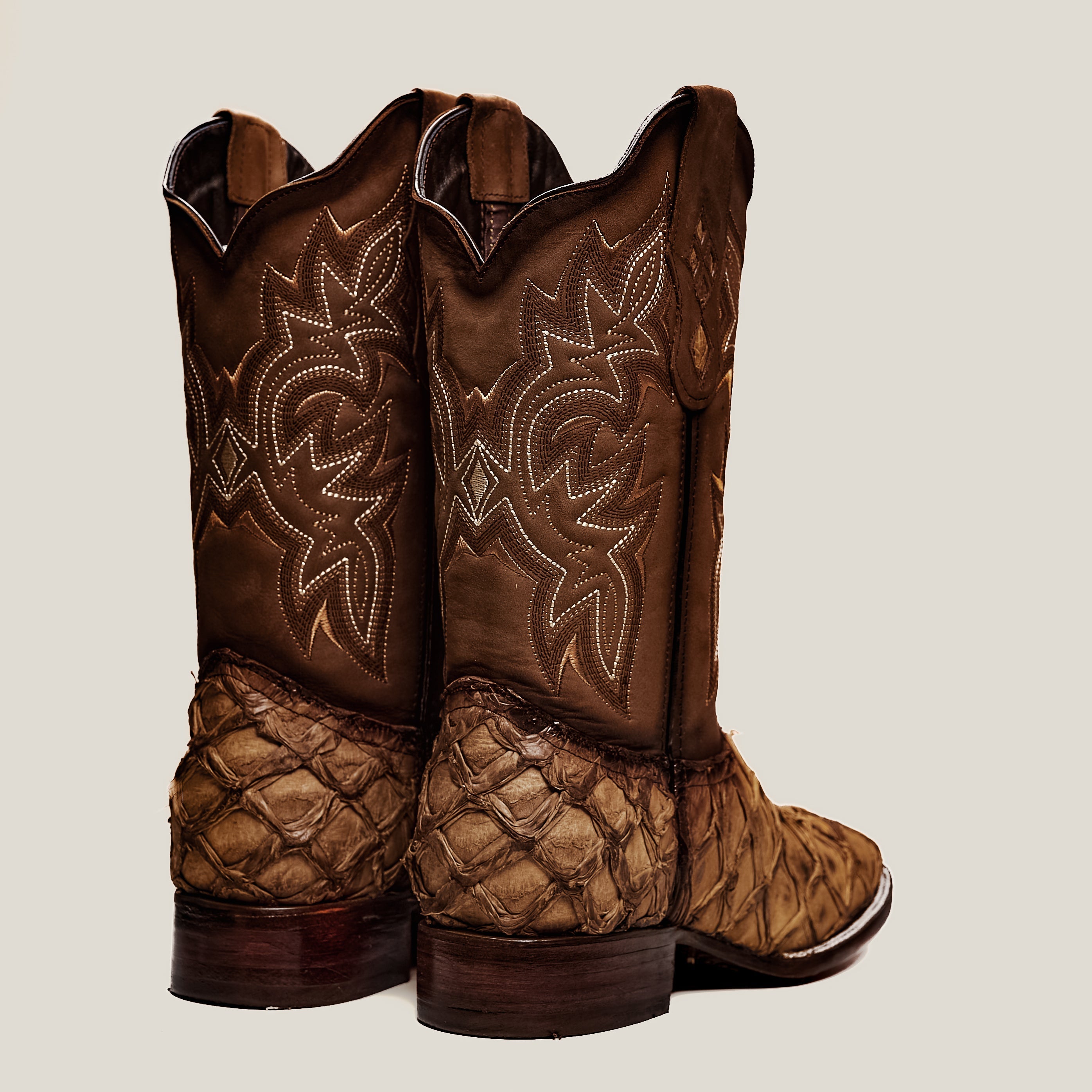 MEN'S 761 EXOTIC PIRARUCU FISH BOOTS WESTERN BOOT SQUARE TOE COWBOY BOOT