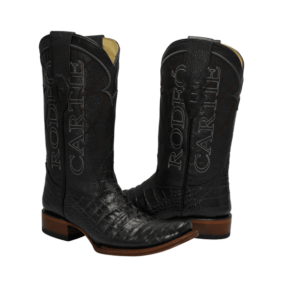 Bota Rodeo Denver Piel de Cocodrilo Negro