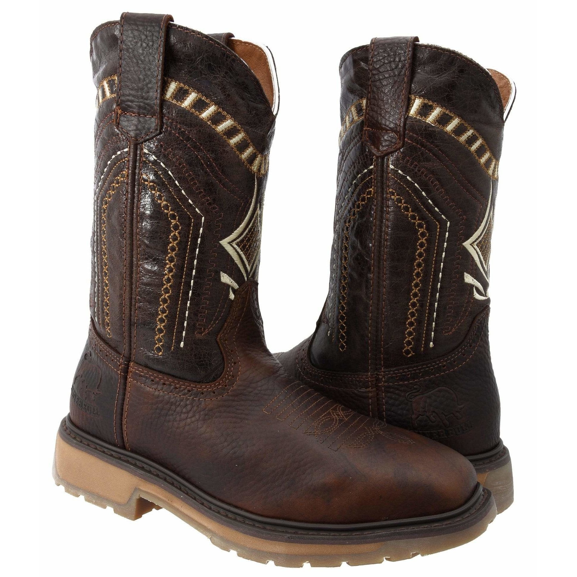 SB5001 Square Toe Steel Toe Brown Rustic Boot WIDE EE Full Grain Leather Antifatigue Sole - 0