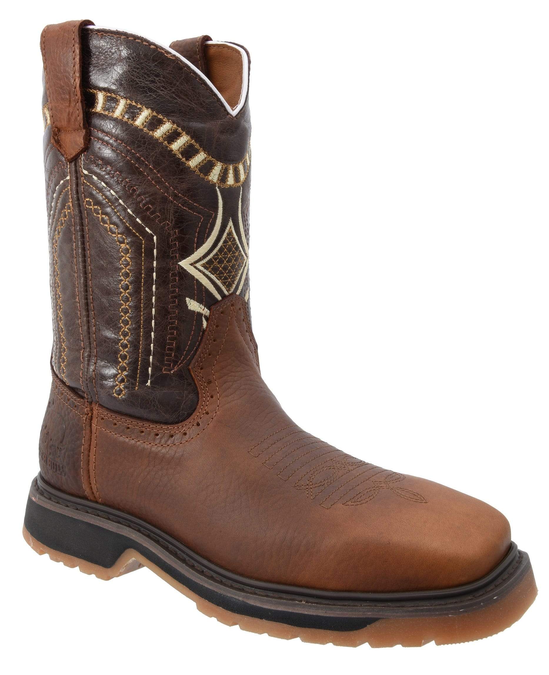 SB5002 Square Toe Rustic Brown Boot WIDE EE Pull On Ropper