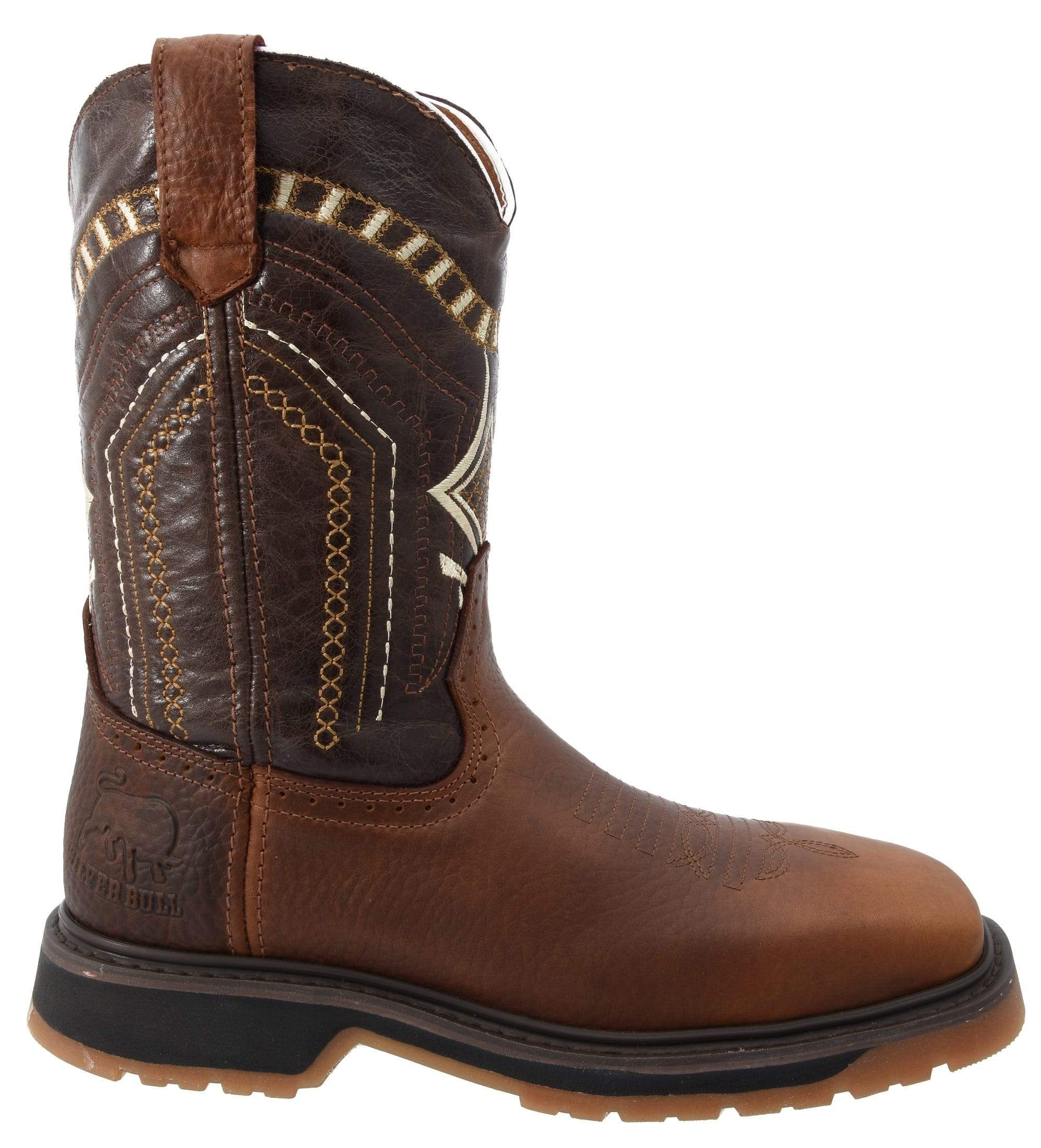 SB5002 Square Toe Rustic Brown Boot WIDE EE Pull On Ropper - 0