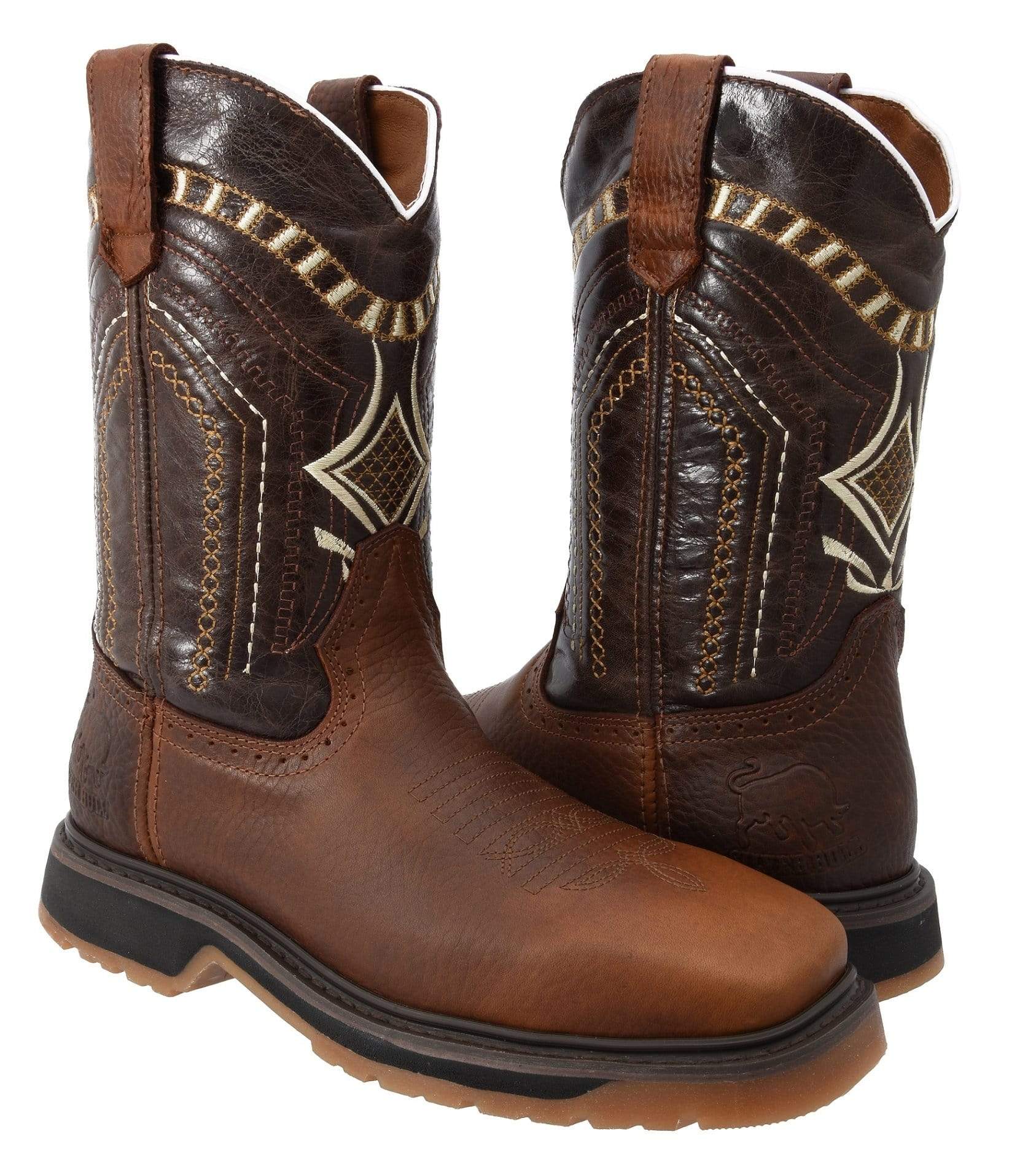 SB5002 Square Toe Rustic Brown Boot WIDE EE Pull On Ropper