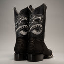 MEN'S BLACK WESTERN BOOT VIPER PYTHON SQUARE TOE COWBOY BOOTS WITH BELT BUNDLE-5