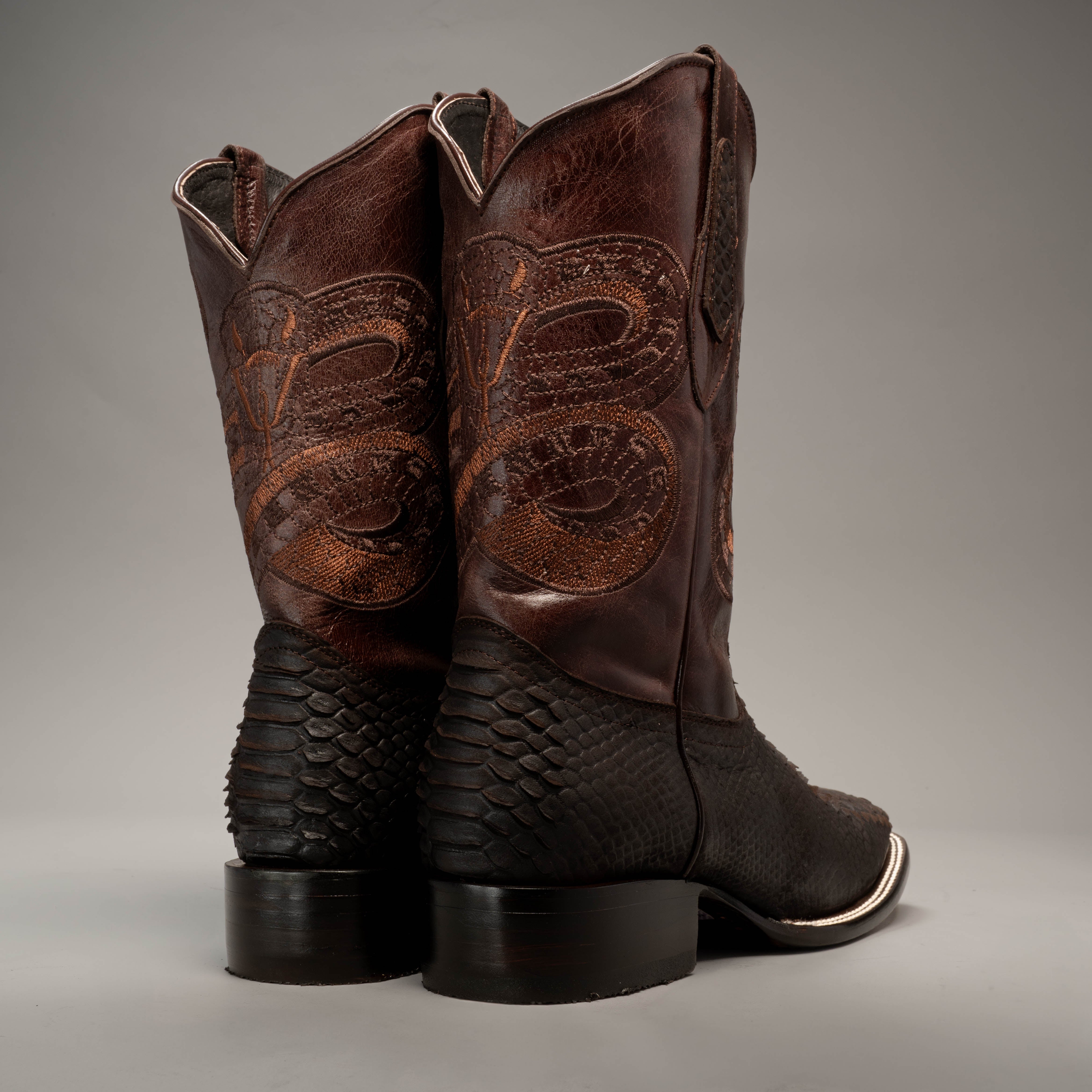 MEN'S JB-VIPER BLACK PYTHON COWBOY BOOTS SQUARE TOE WESTERN BOOT - 0