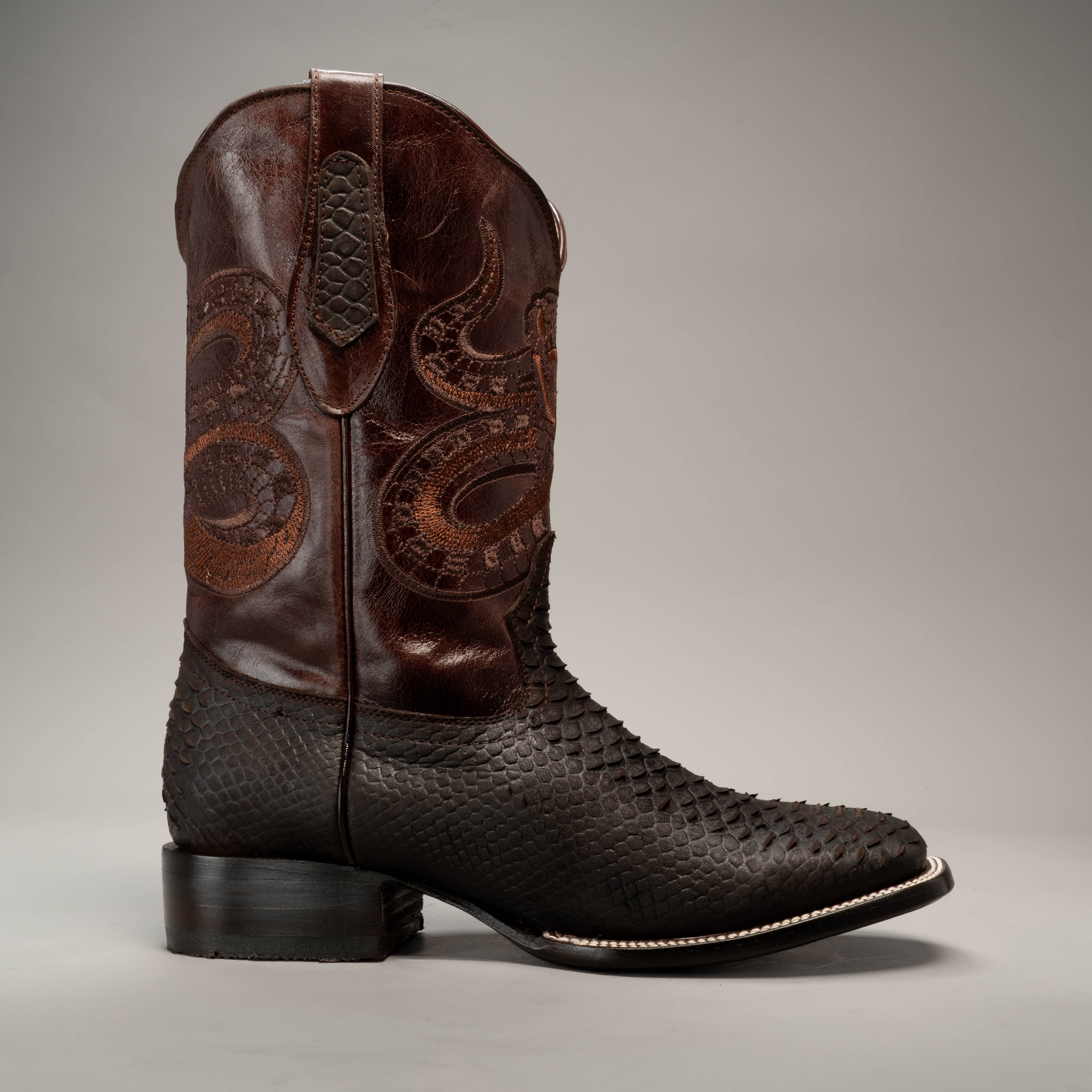MEN'S JB-VIPER BLACK PYTHON COWBOY BOOTS SQUARE TOE WESTERN BOOT