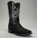 MEN'S BLACK WESTERN BOOT VIPER PYTHON SQUARE TOE COWBOY BOOTS WITH BELT BUNDLE-3