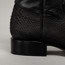 MEN'S BLACK WESTERN BOOT VIPER PYTHON SQUARE TOE COWBOY BOOTS WITH BELT BUNDLE-6