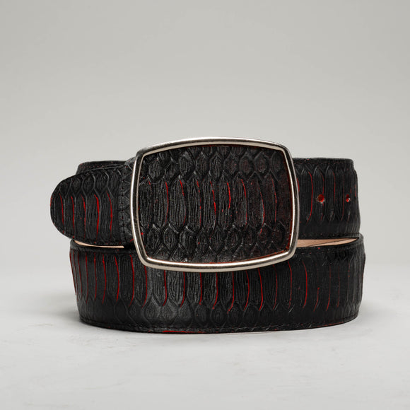 MEN'S WESTERN BOOTS VIPER LAVA PYTHON SQUARE TOE COWBOY BOOTS WITH BELT BUNDLE