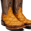 MEN’S HONEY PIRARUCU MONSTER FISH COWBOY BOOTS – SQUARE TOE PREMIUM FULL GRAIN LEATHER-2