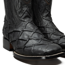 MEN’S BLACK PIRARUCU MONSTER FISH COWBOY BOOTS  SQUARE TOE PREMIUM FULL GRAIN LEATHER-3