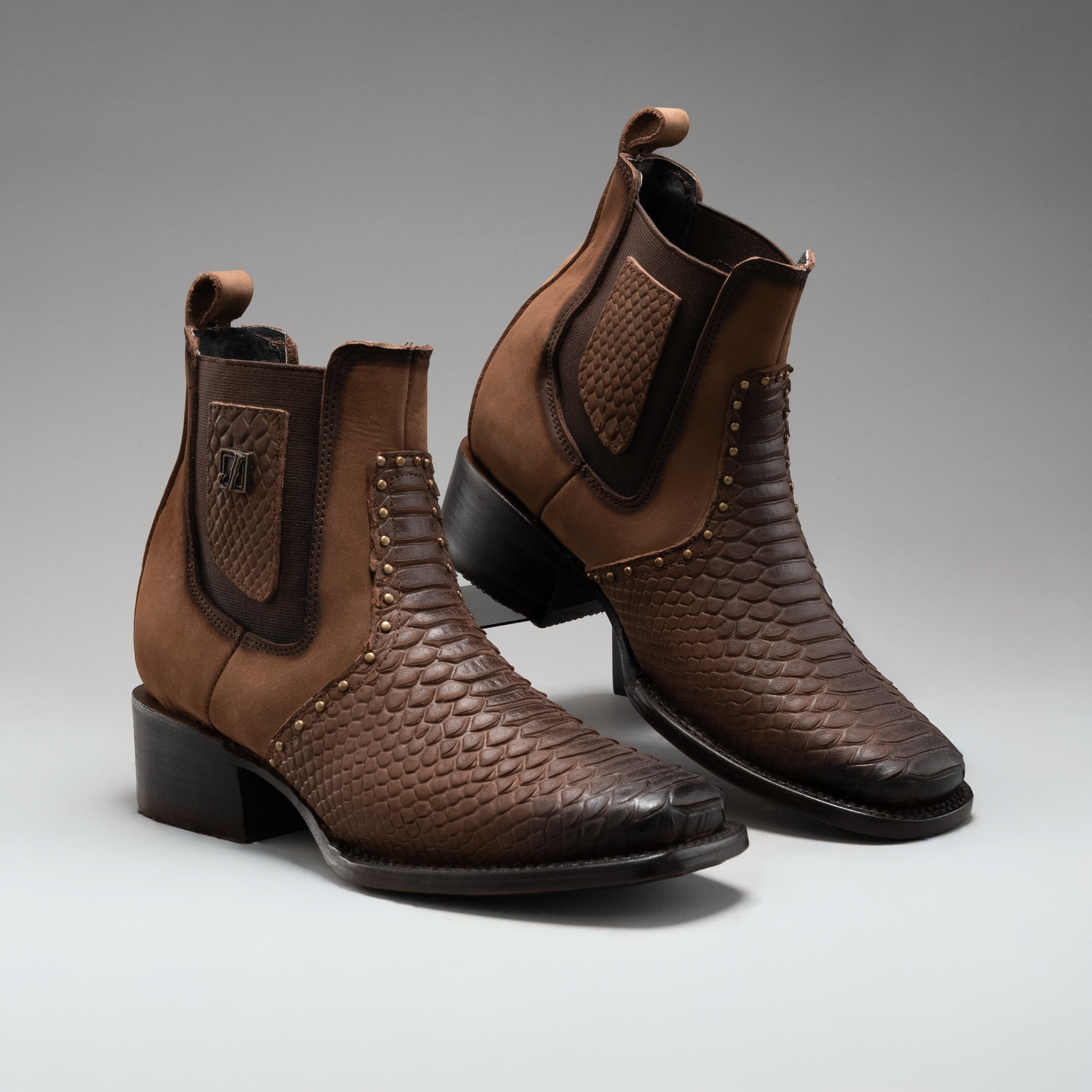 WOMEN'S ANKLE BOOTS VIPERETTE PYTHON SQUARE TOE COWBOY BOOT