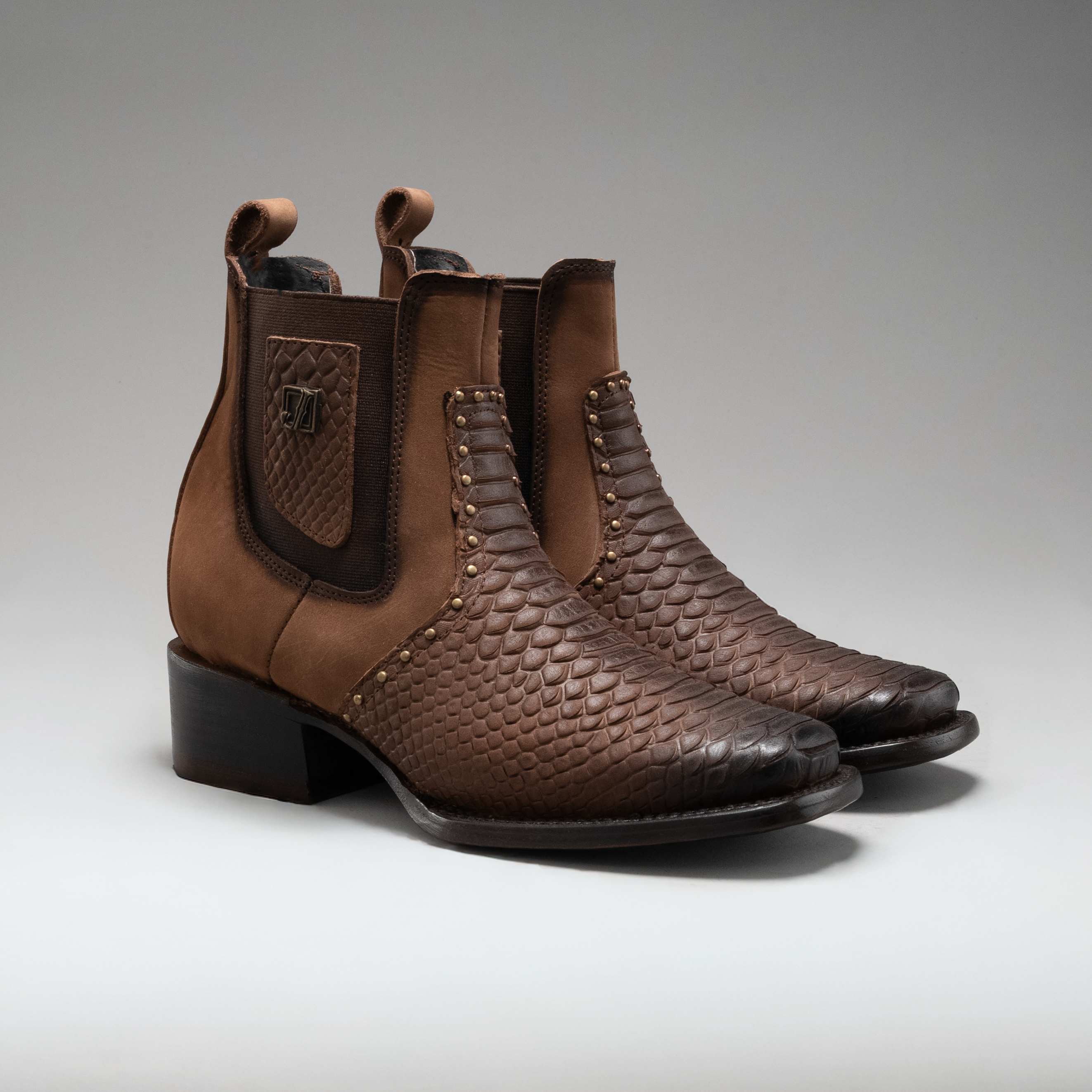 Buy brown WOMEN&#39;S ANKLE BOOTS VIPERETTE PYTHON SQUARE TOE COWBOY BOOT