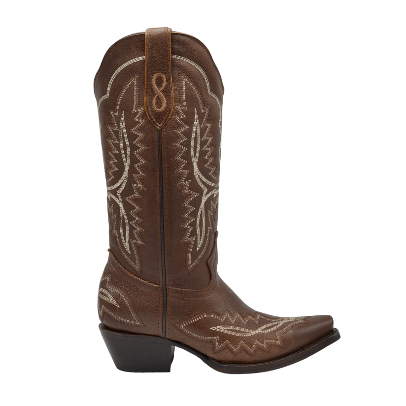 AMELIA TOBACCO, Cowboy Boots Women's Snip Toe Leather Sole Low Heel Comfortable Western Cowgirl Boots - 0