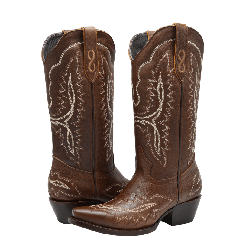 AMELIA TOBACCO, Cowboy Boots Women's Snip Toe Leather Sole Low Heel Comfortable Western Cowgirl Boots