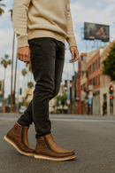 CF16 MEN'S SQUARE TOE COWBOY BOOTS BROWN PYTHON LEATHER WITH DOBBLE ZIPPER-9