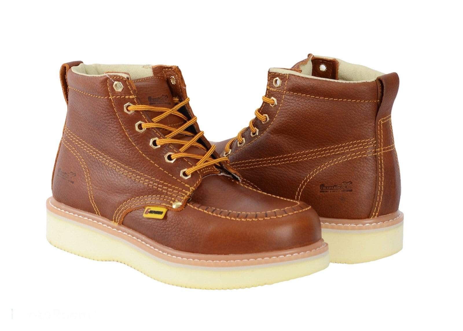 NDP-2058 SHEDRON 6" Work Boot ,Soft Wedge Sole, Soft Toe Work Boots for Men, Light weight Construction Work Boots, Full Grain Leather, Moc Toe Work boots/Shoes - 0