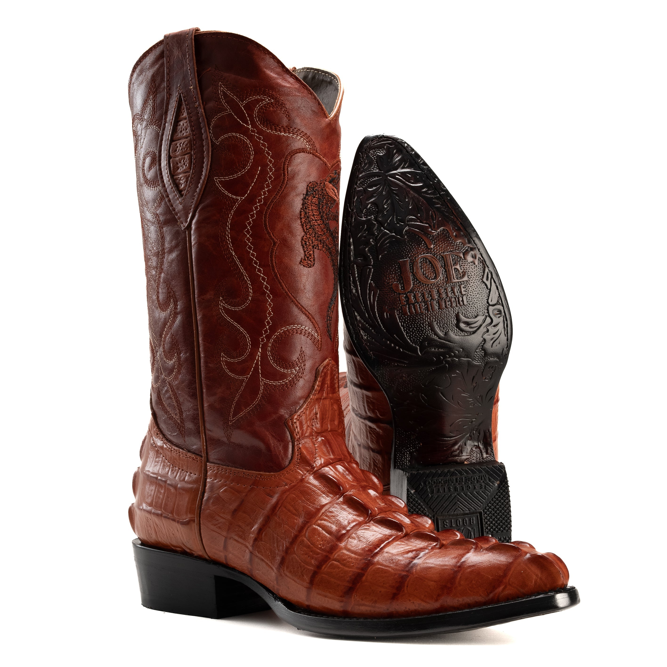904 CONAC MEN'S WESTERN BOOTS PRINT LEATHER J TOE CAYMAN COWBOY BOOTS - 0