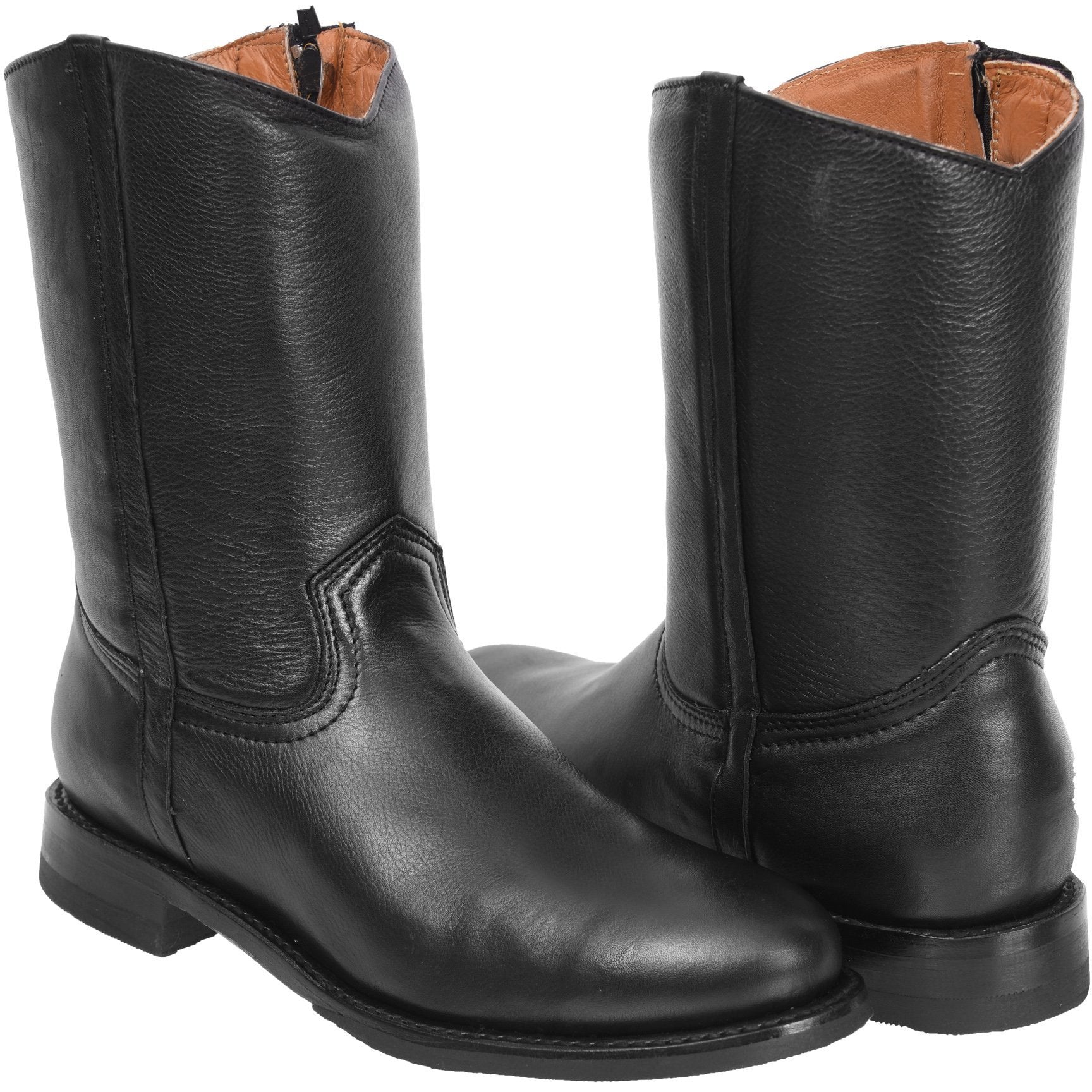 SB1000 BLACK Men's Leather Zipper Roper Boot (WIDE EE LAST - HALF NUMBER LESS RECOMMENDED)